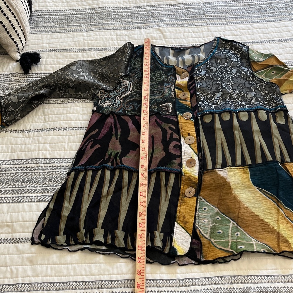 John Mark Multicolor Patchwork Blouse - image 6